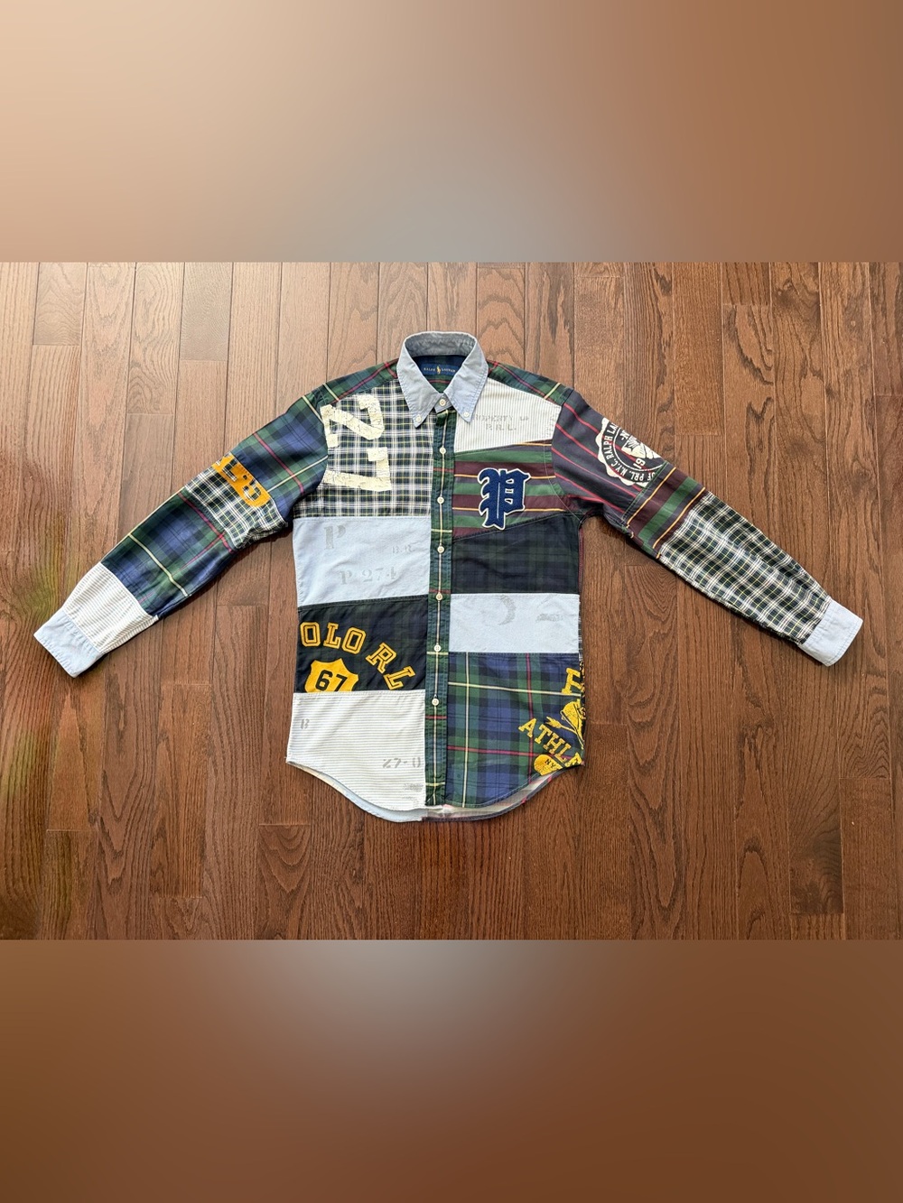 Ralph Lauren Men’s Patchwork Plaid Button-Down Shirt - Green, Navy, Yellow